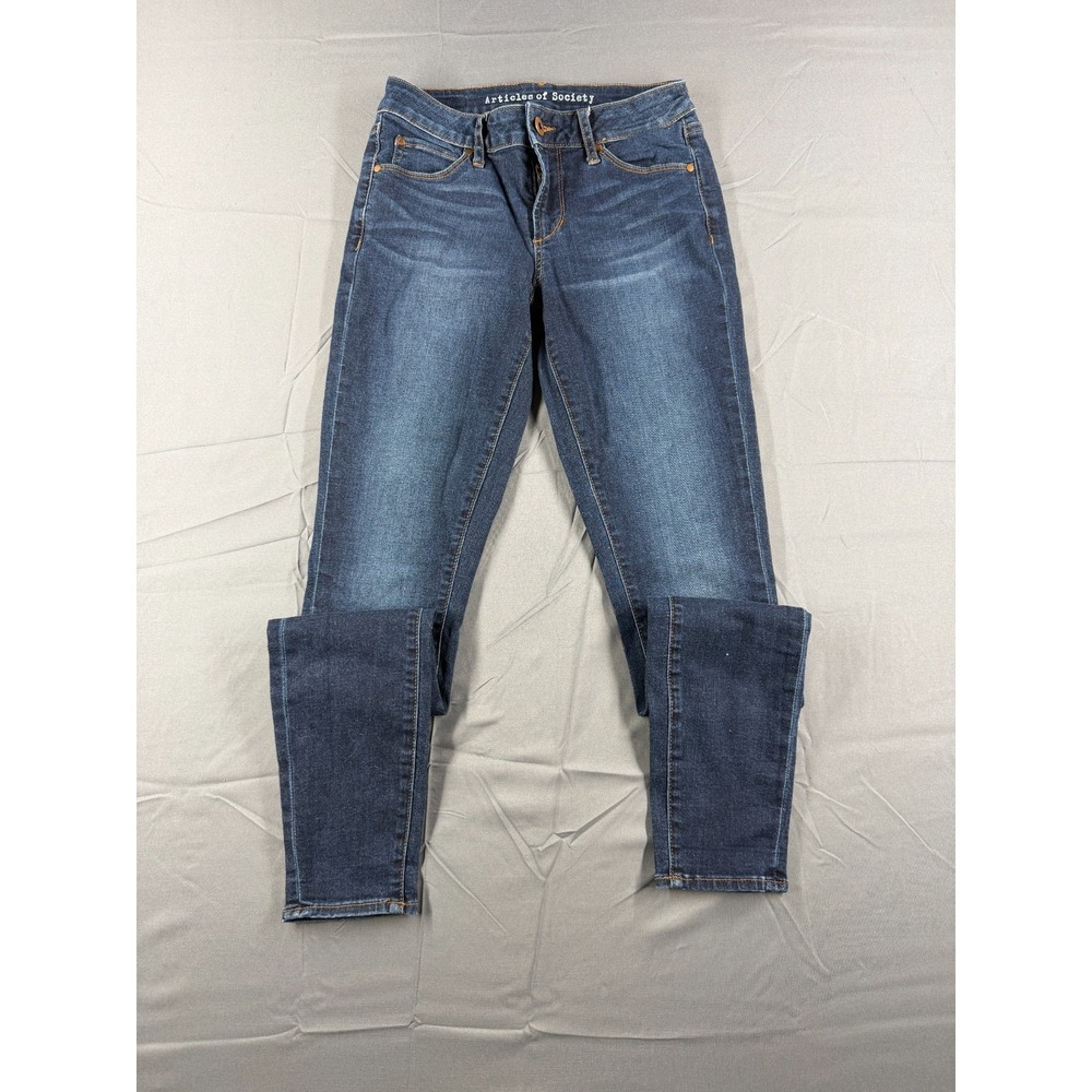 Articles of Society Womens 25 Skinny Jeans Mid Rise Dark Wash Stretch Denim